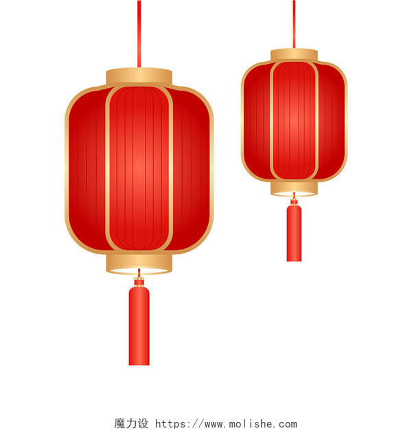 简约中秋节中秋元素红色灯笼PNG素材